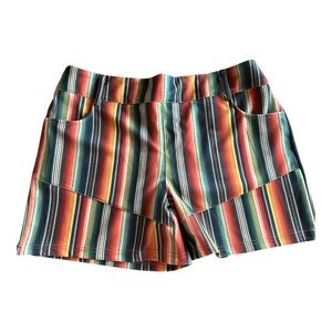 Crazy Train Serape Western Shorts XXL Southwestern Stripe Stretch Boutique Rodeo